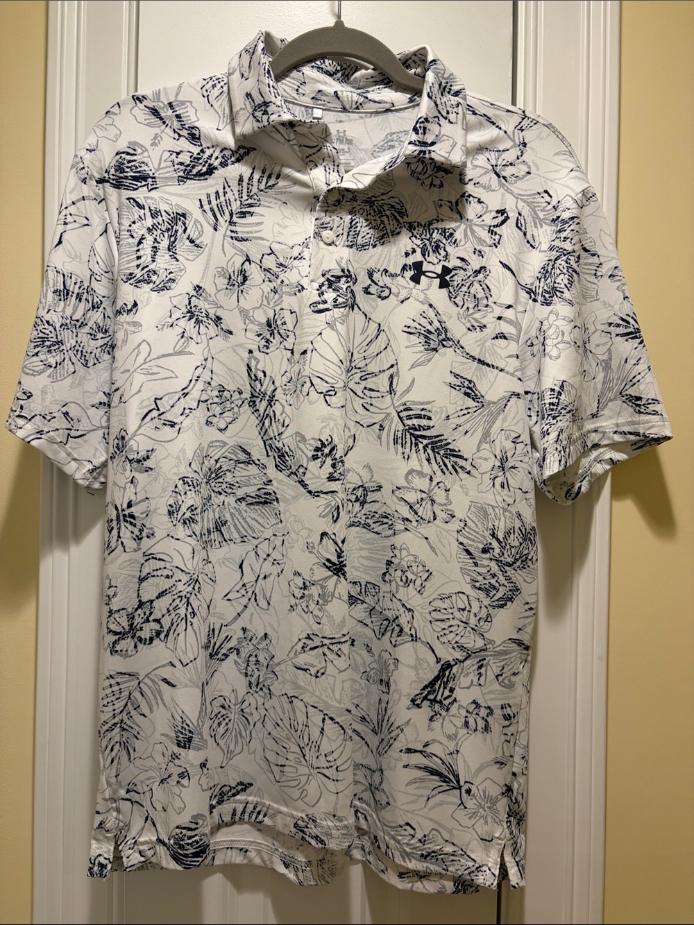Under Armour White Polo with Navy Floral Print